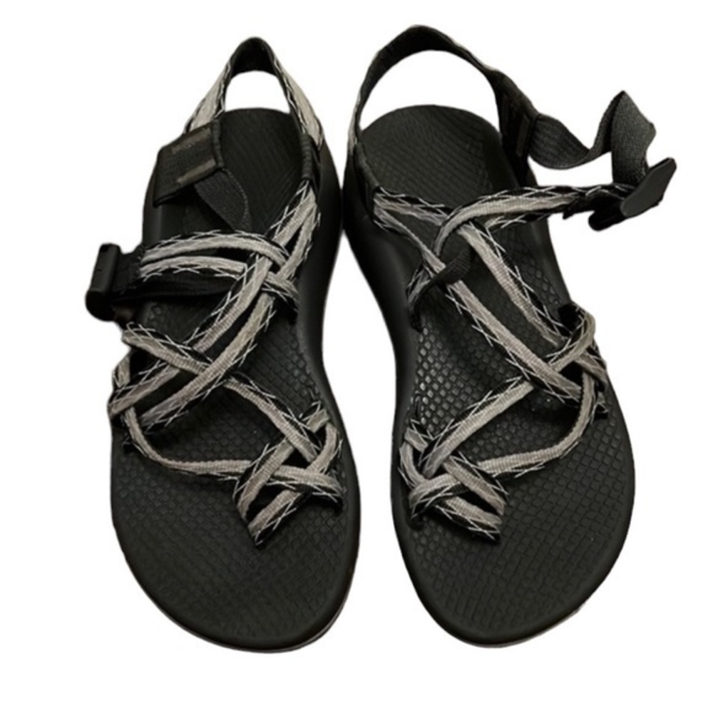 Chaco Z Cloud 2 Sandals Womens Black Grey Strappy Hiking Water‎ Sport Toe Loop